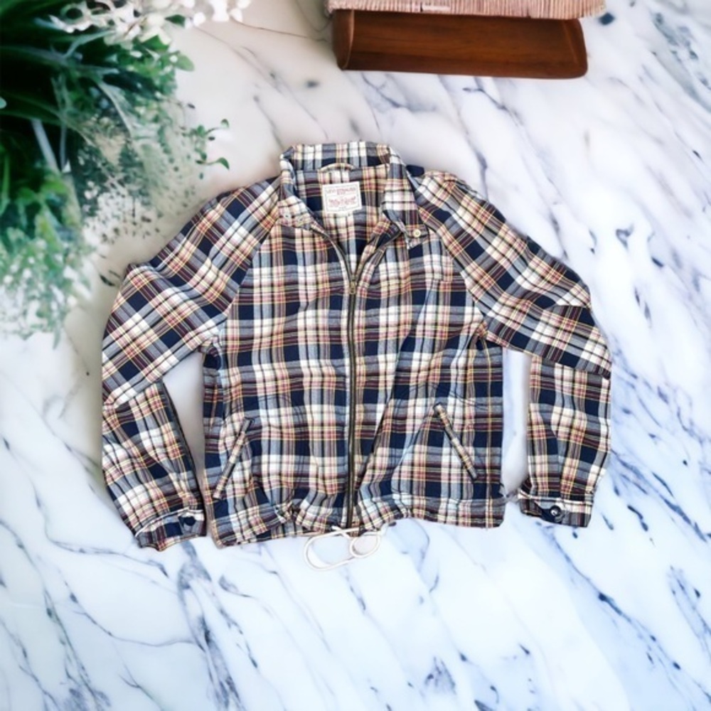 Levi’s Girls Plaid Hooded Zip Up Jacket Size Large - Picture 1 of 12